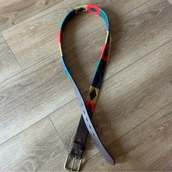 Gaucho Life Western Boho Multicolored Embroidered Cowhide Leather Belt SIZE 42 - Picture 8 of 10